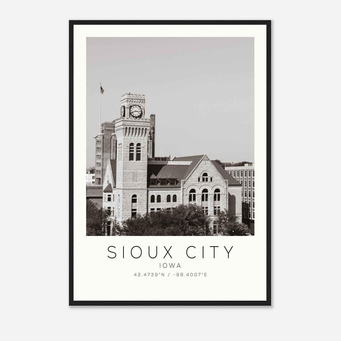 Sioux City Iowa Photo Travel Poster Sioux City Travel Print Minimalist Travel Print