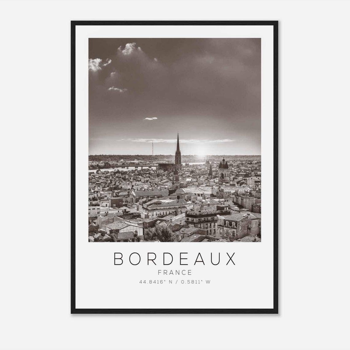 Bordeaux France Travel Photo Poster Bw Bordeaux Travel Print Minimalist Travel Poster Print