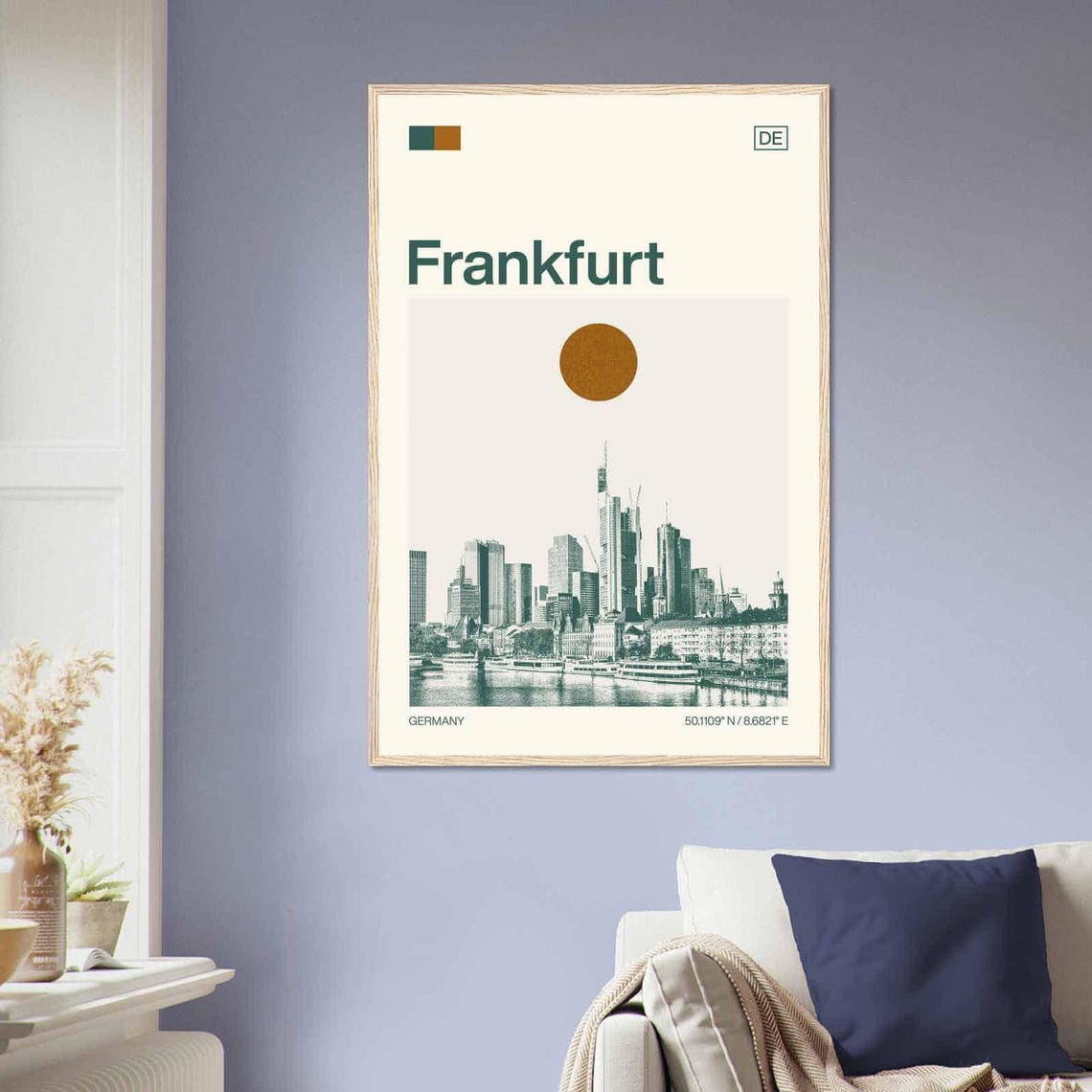 Frankfurt Germany Main River Skyline Boats Minimalist Travel Poster - Image 2