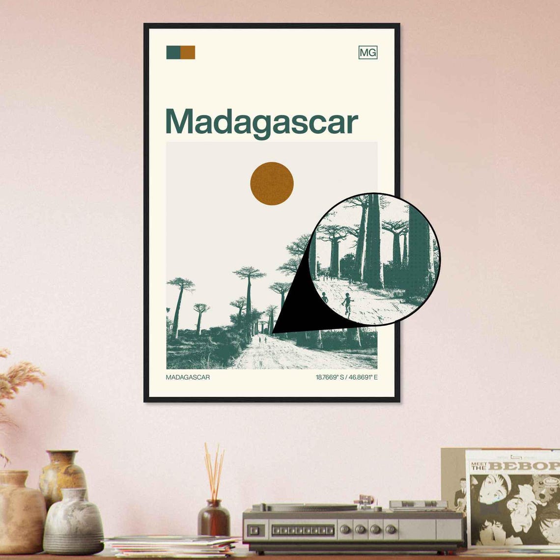 Madagascar Modern Minimalist Baobab Trees Dirt Road Art Poster - Image 4