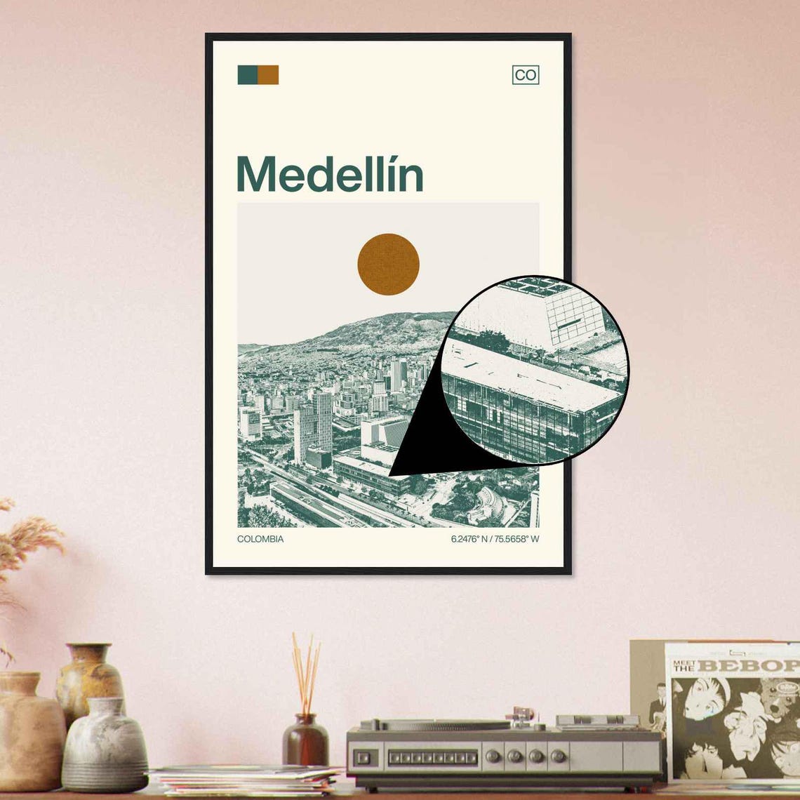 Medellin Colombia Minimalist Monochrome Travel Photo Poster - Image 4