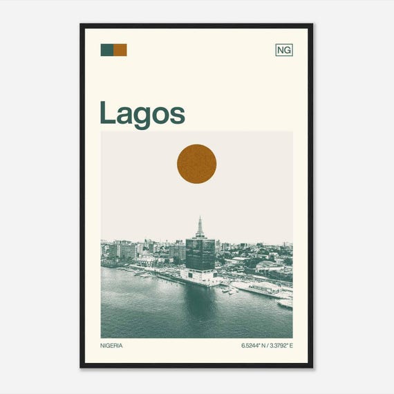 Lagos Nigeria Minimalist Monochrome Travel Photo Poster