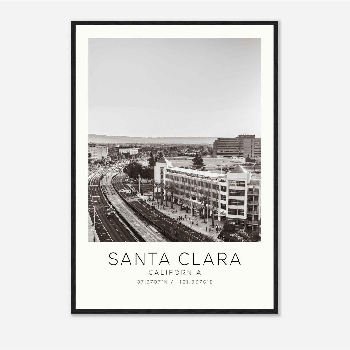 Santa Clara California Downtown Rail Tracks City View Photo Poster