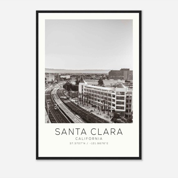 Santa Clara California Downtown Rail Tracks City View Photo Poster
