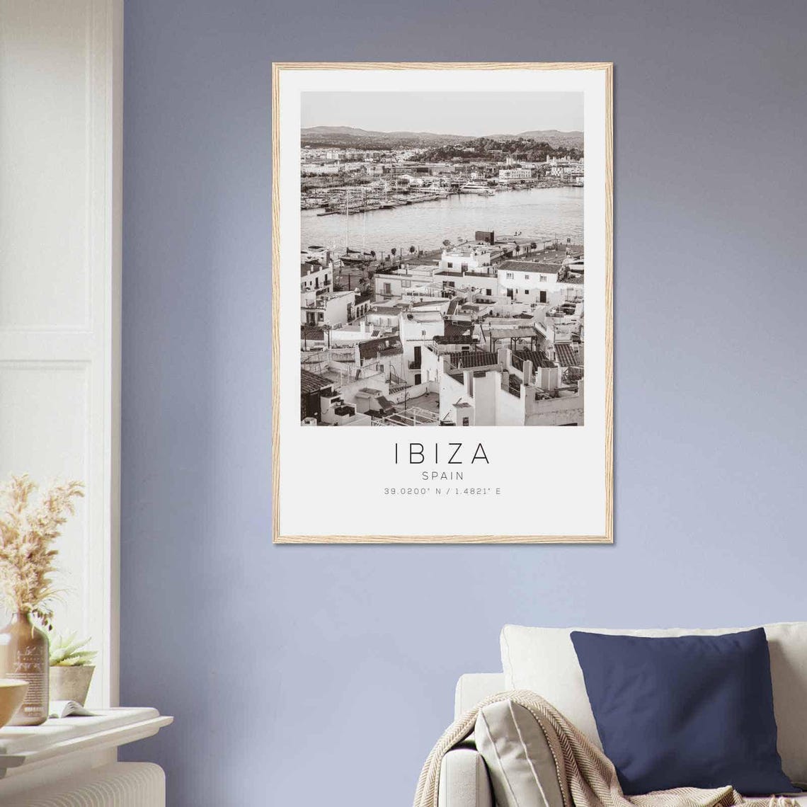 Ibiza Spain Old Town Harbor Whitewashed Streets Black and White Poster - Image 2
