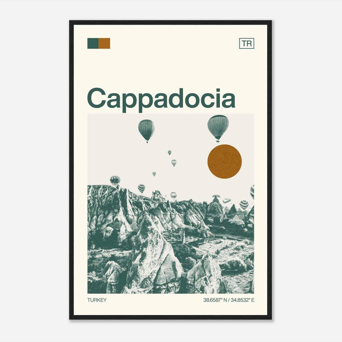 Cappadocia Turkey Hot Air Balloons Rock Valley Travel Poster