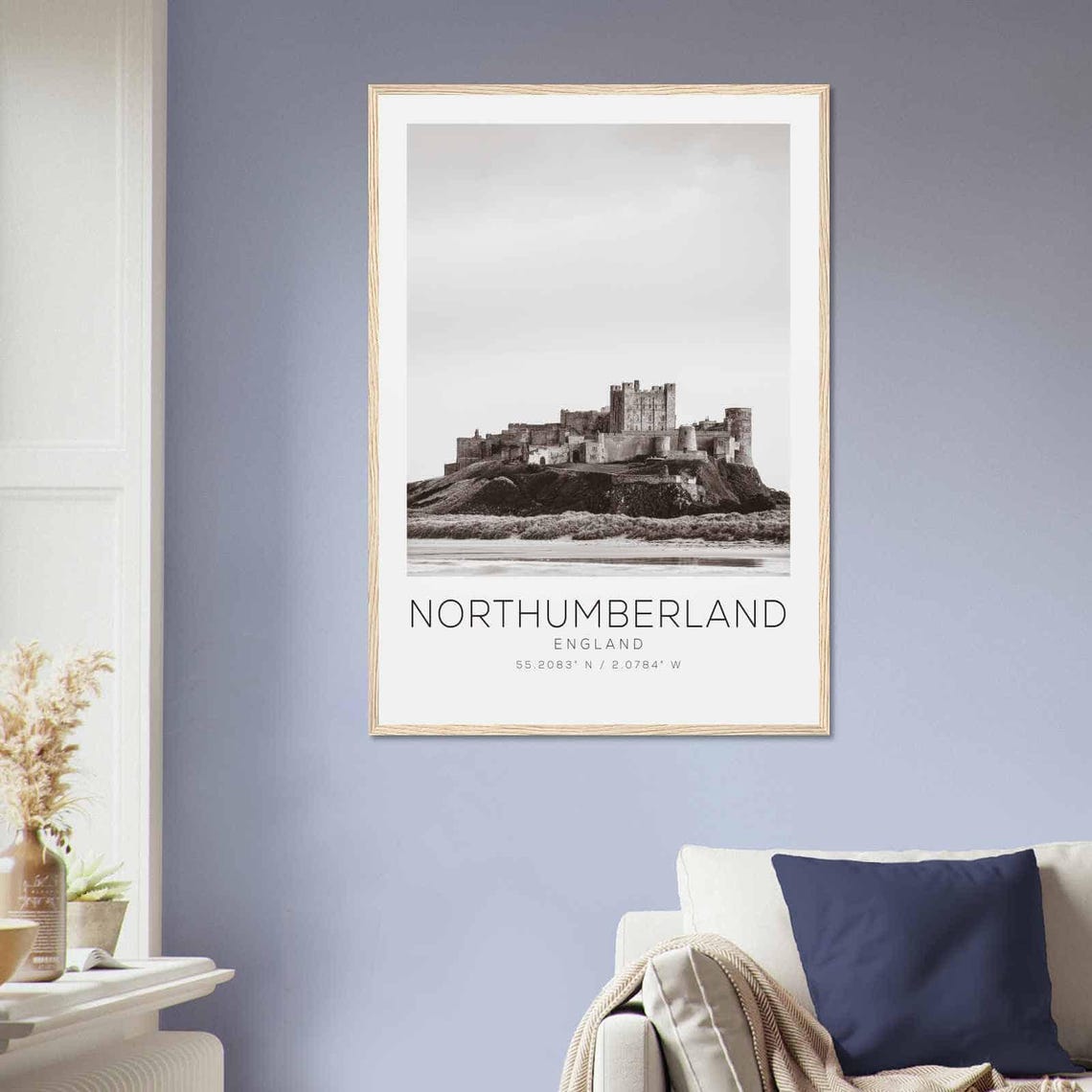 Northumberland England Travel Photo Poster Bw Northumberland Travel Print Minimalist Travel Poster Print - Image 2