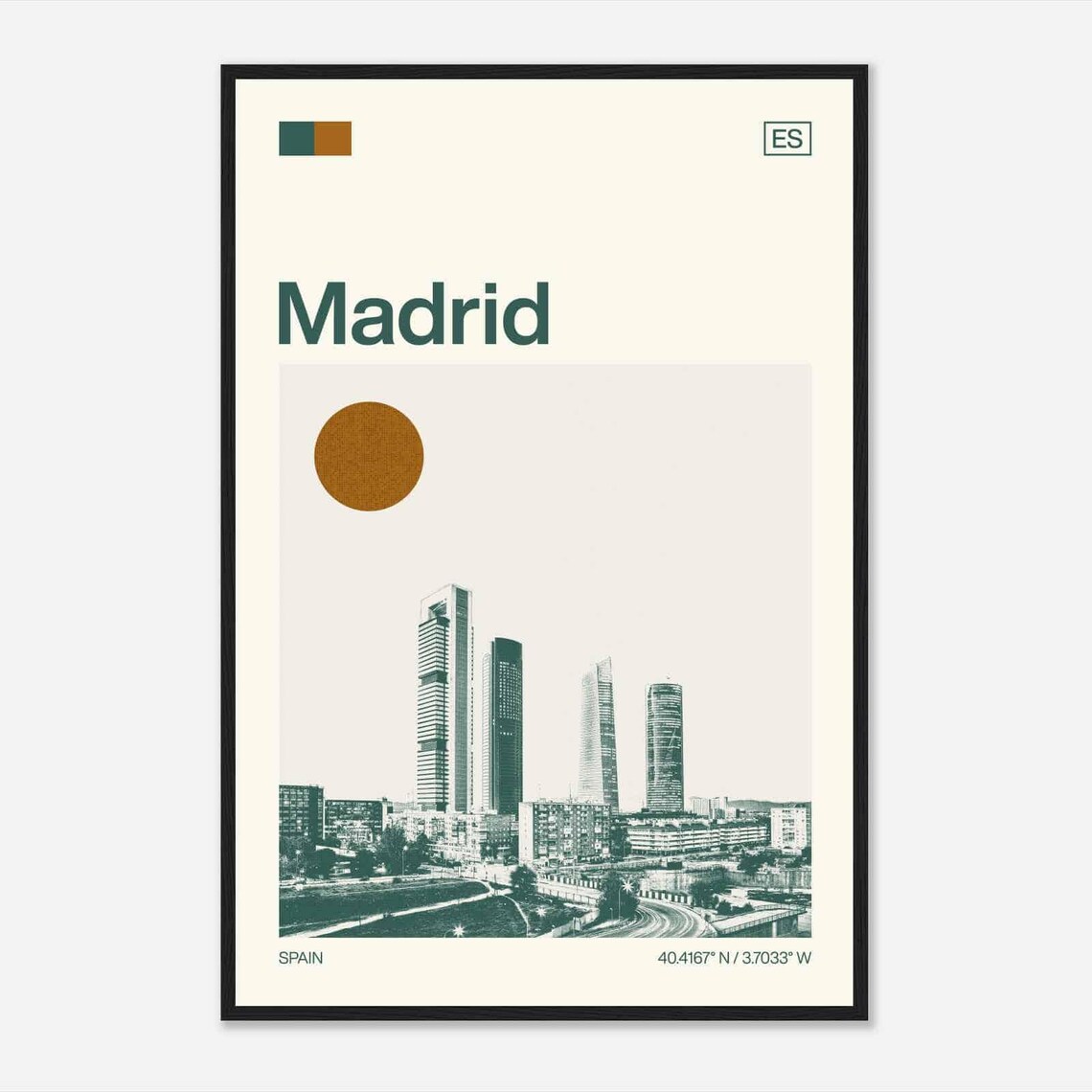 Madrid Spain Minimalist Monochrome Travel Poster