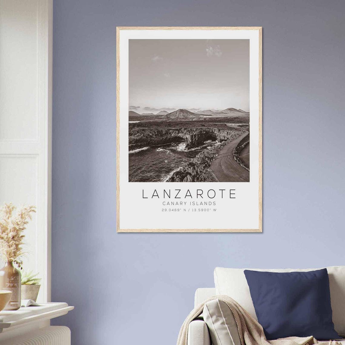 Lanzarote Canary Islands Black White Volcanic Rocky Coast Poster - Image 2