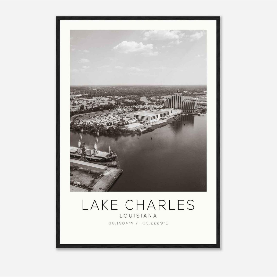Lake Charles Louisiana Photo Travel Poster Lake Charles Travel Print Minimalist Travel Print