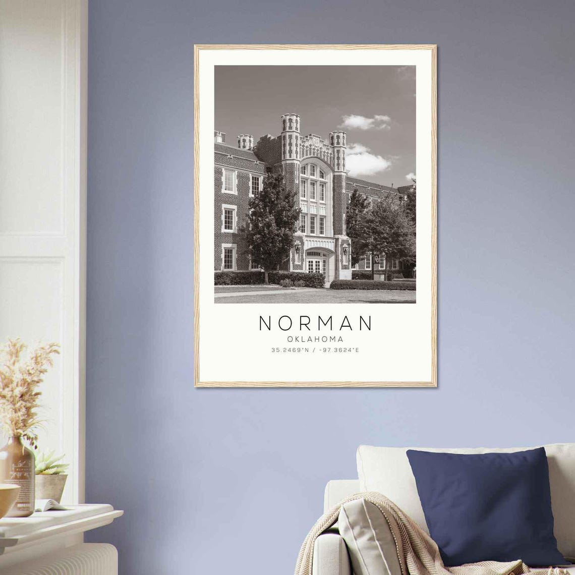 Norman Oklahoma Historic Campus Architecture Minimalist Travel Poster - Image 2