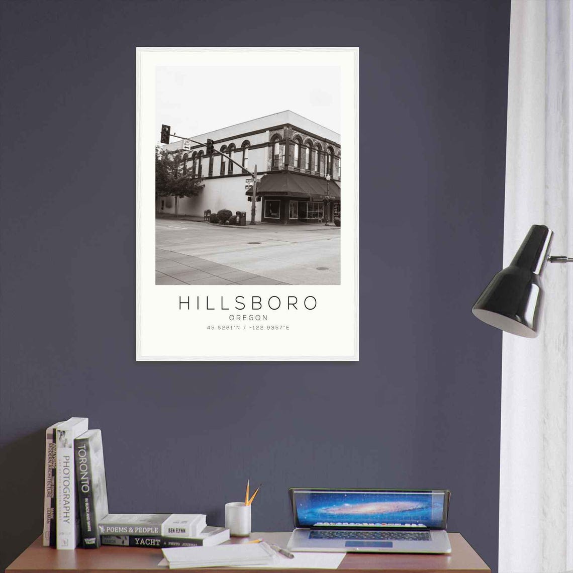 Hillsboro Oregon Historic Corner Building Black White Photo Poster - Image 3