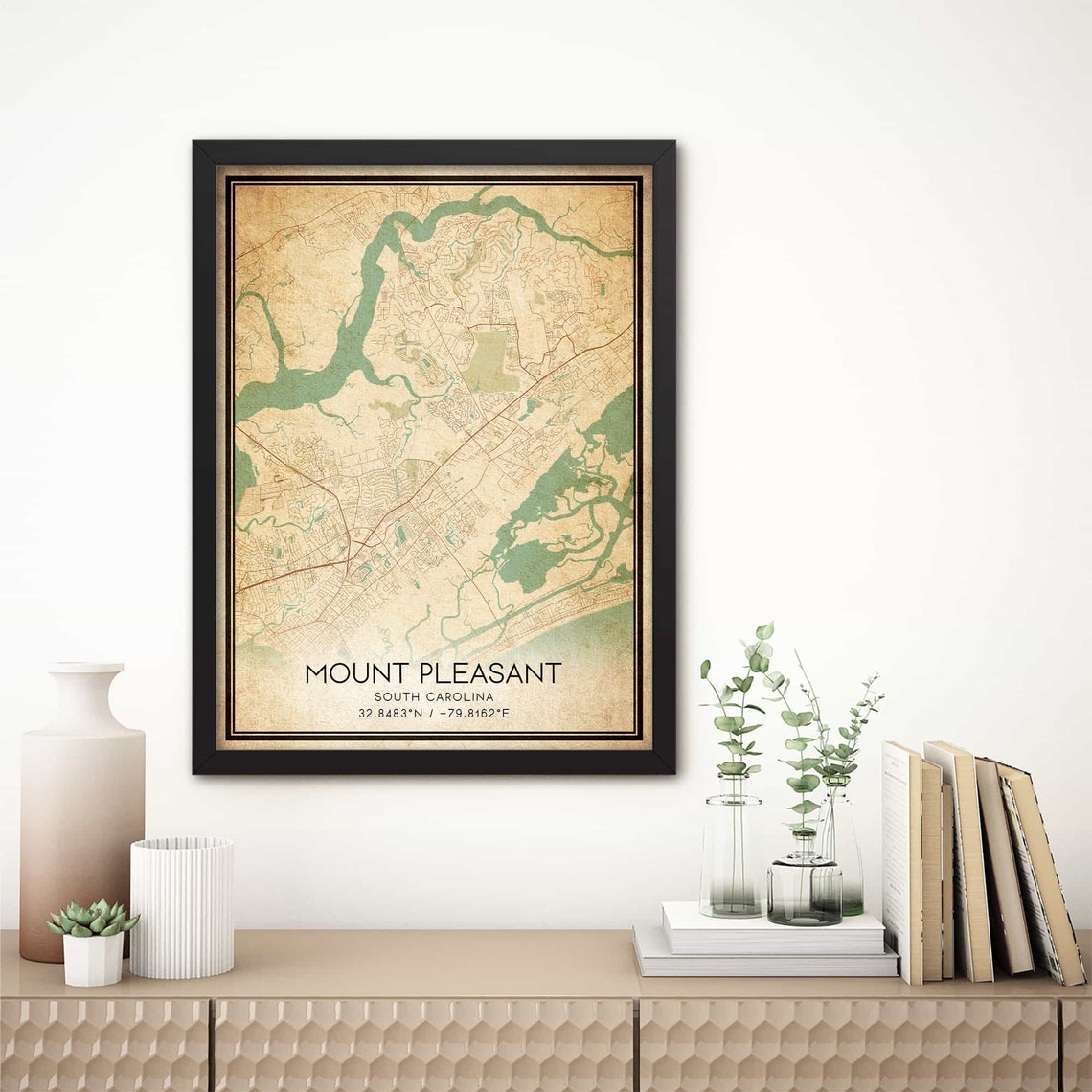 Mount Pleasant South Carolina Vintage Style Street Map Art Poster - Image 4