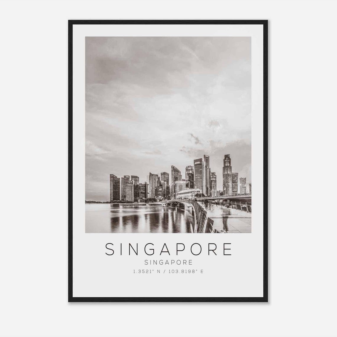 Singapore Singapore Travel Photo Poster Bw Singapore Travel Print Minimalist Travel Poster Print