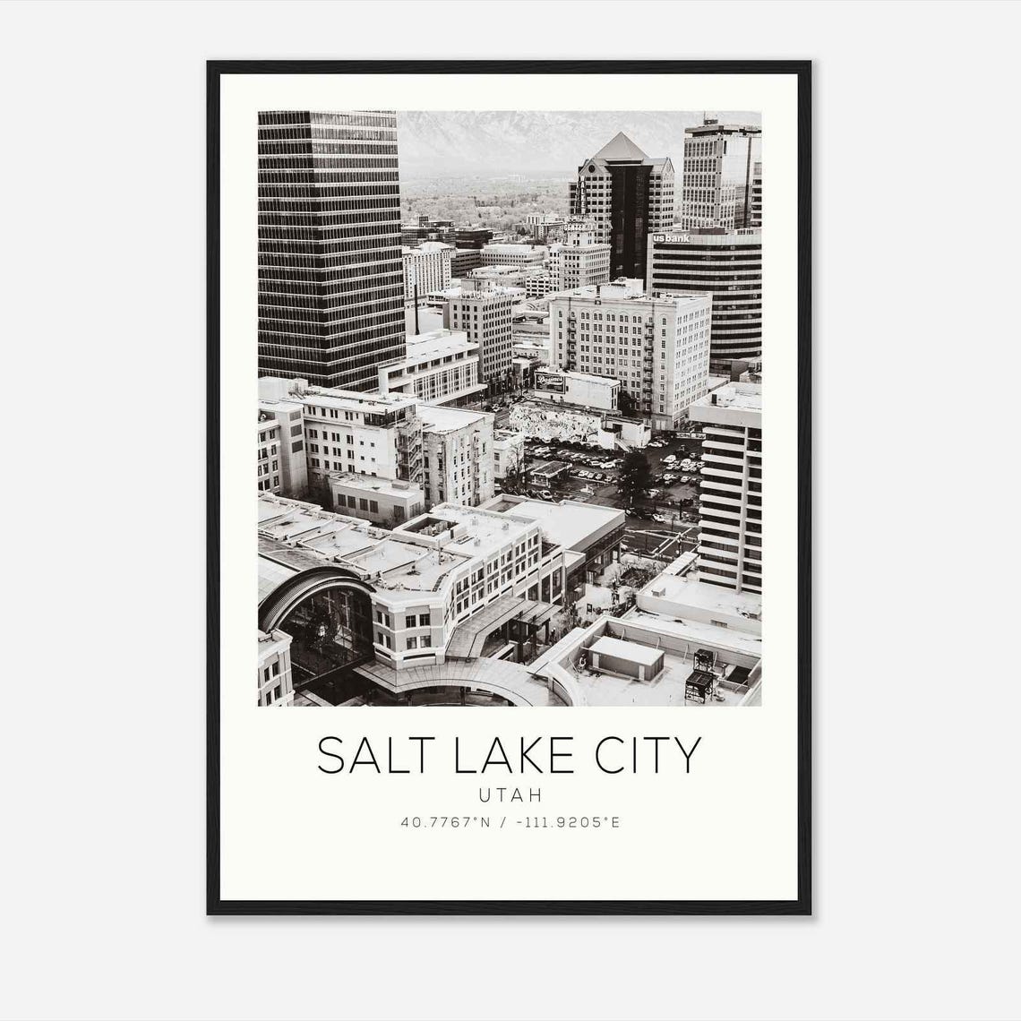 Salt Lake City Utah Photo Travel Poster Salt Lake City Travel Print Minimalist Travel Print Ds2