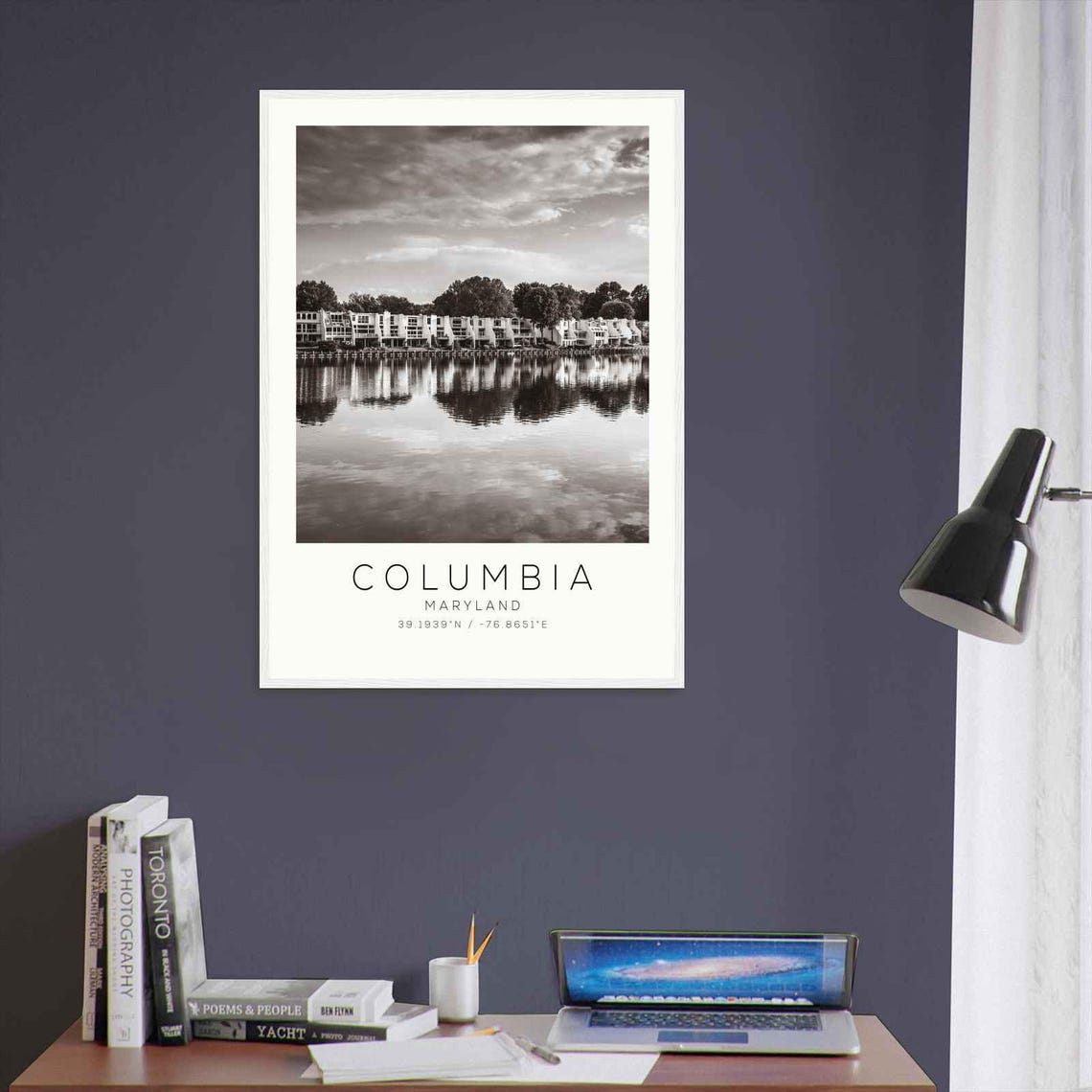 Columbia Maryland Lakefront Townhomes Calm Water Reflection Poster - Image 3