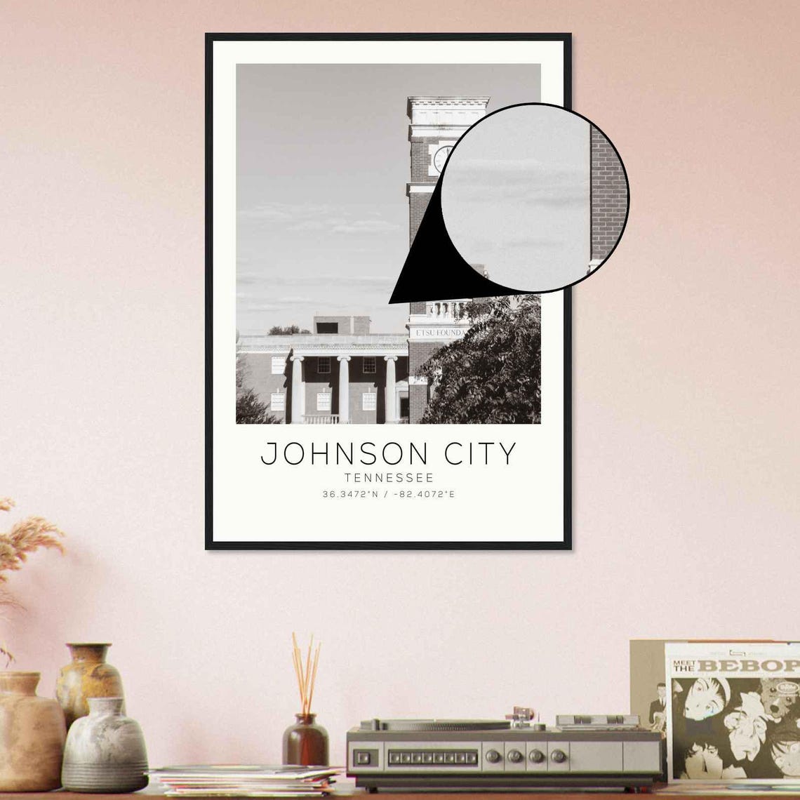Johnson City Tennessee Photo Travel Poster Johnson City Travel Print Minimalist Travel Print - Image 4