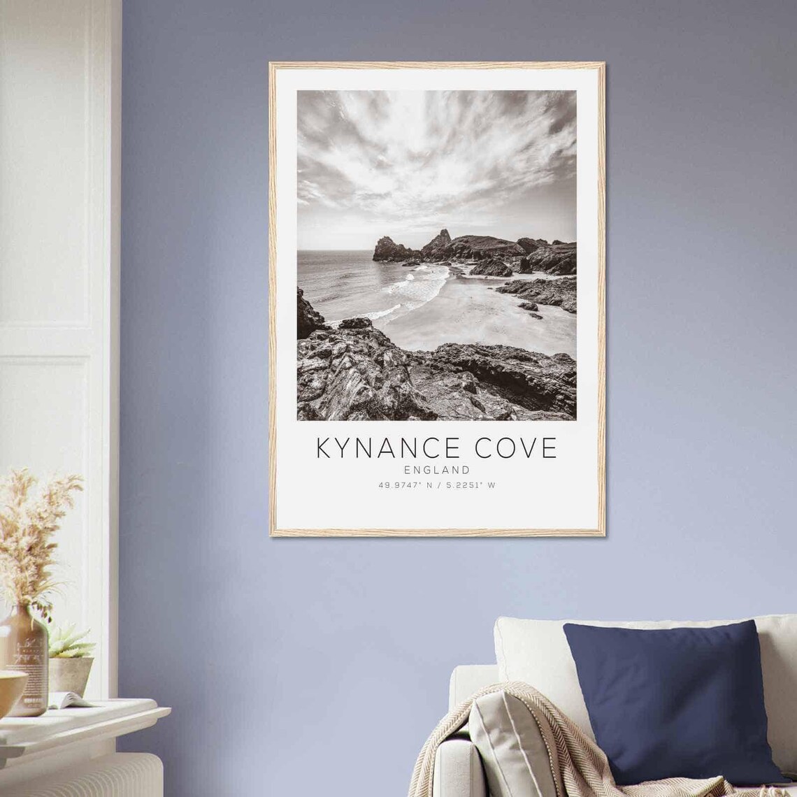 Kynance Cove England Travel Photo Poster Bw Kynance Cove Travel Print Minimalist Travel Poster Print - Image 2