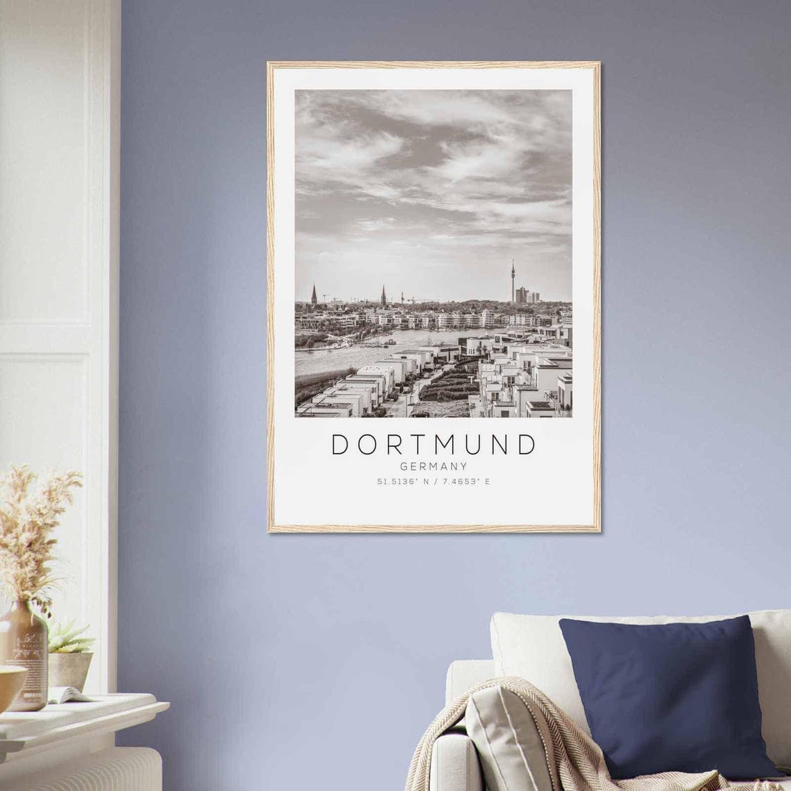 Dortmund Germany Black And White City Panorama Photography Poster - Image 2