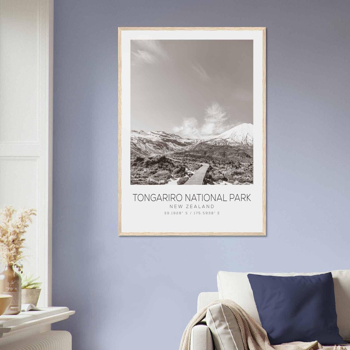 Tongariro National Park New Zealand Mountain Black and White Photo Poster - Image 2