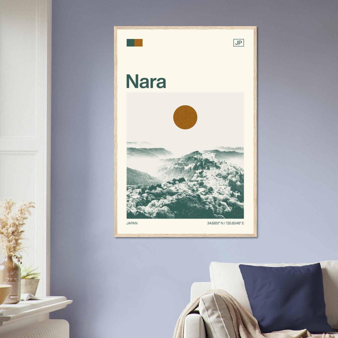 Nara Japan Modern Minimalist Misty Mountain Forest Art Poster - Image 2