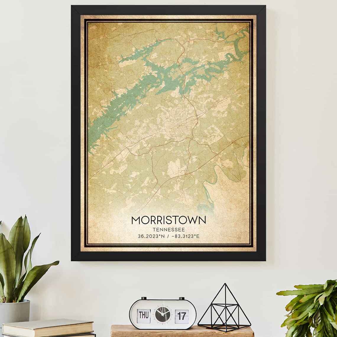 Vintage Morristown Tennessee Map Art Print