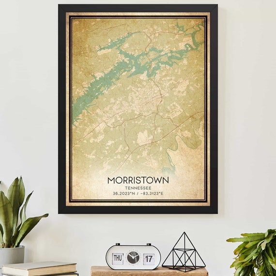 Vintage Morristown Tennessee Map Art Print
