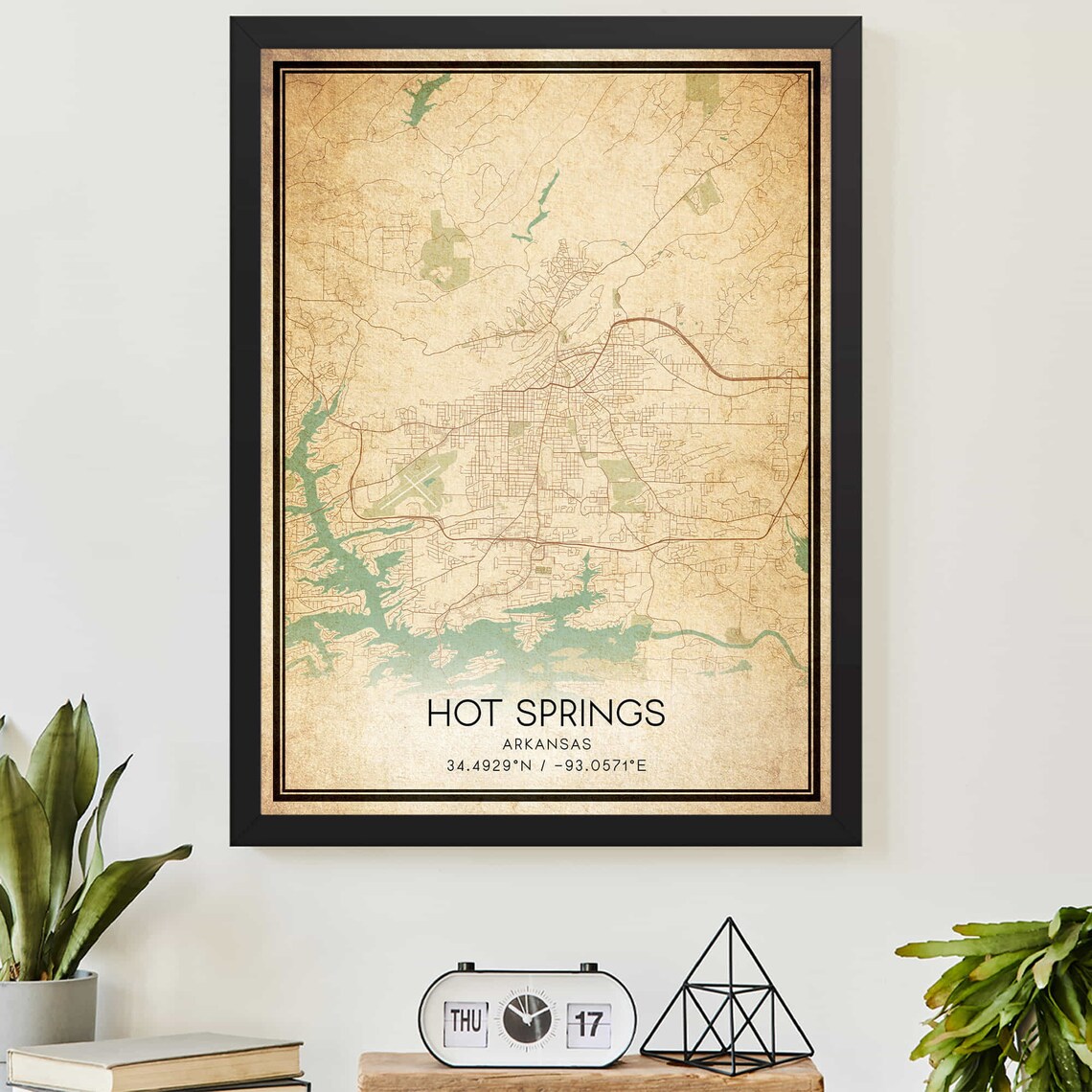 Vintage Hot Springs Arkansas Map Travel Poster