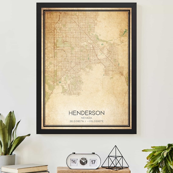 Henderson Nevada Classic Vintage Style City Street Map Poster