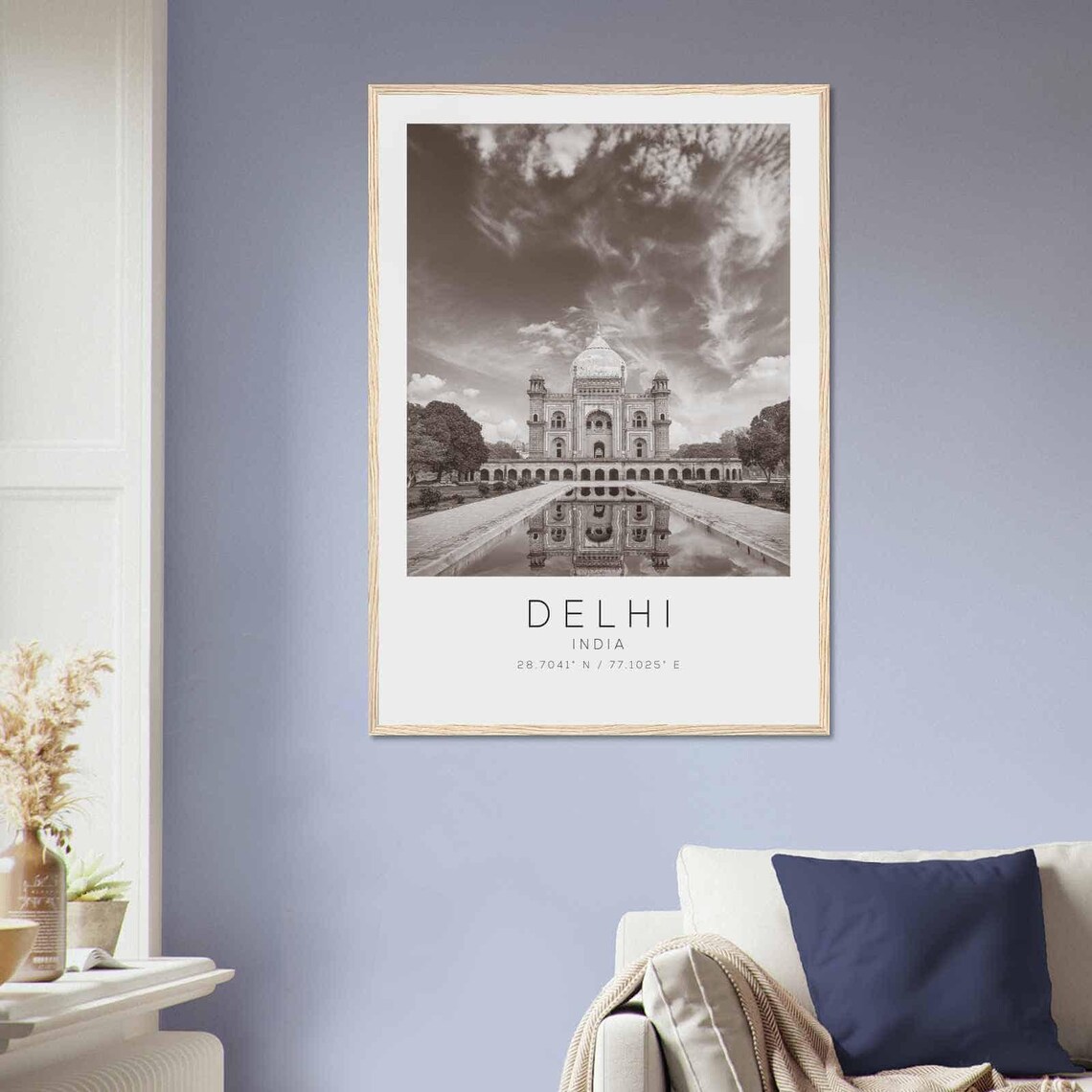 Delhi India Travel Photo Poster Bw Delhi Travel Print Minimalist Travel Poster Print - Image 2
