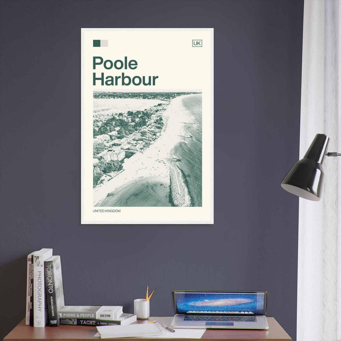 Poole Harbour England Sandy Beach Aerial Minimalist Travel Poster - Image 3