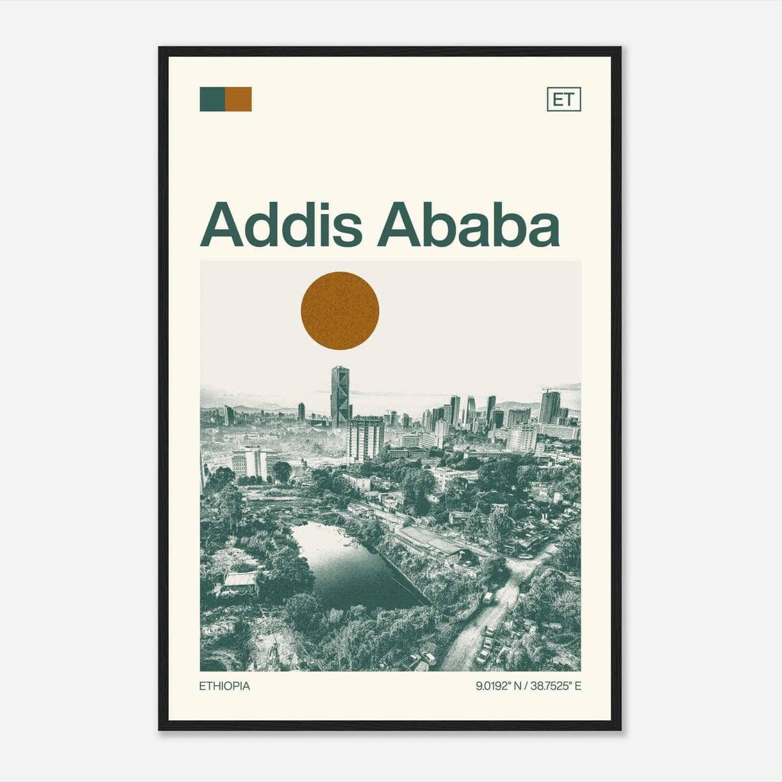 Addis Ababa Ethiopia Minimalist Travel Poster