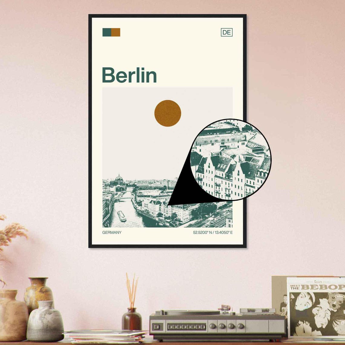 Berlin Germany TV Tower Spree River Vintage Style Travel Poster - Image 4