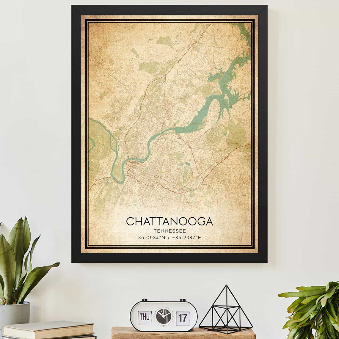 Vintage Chattanooga Tennessee Map Art Print
