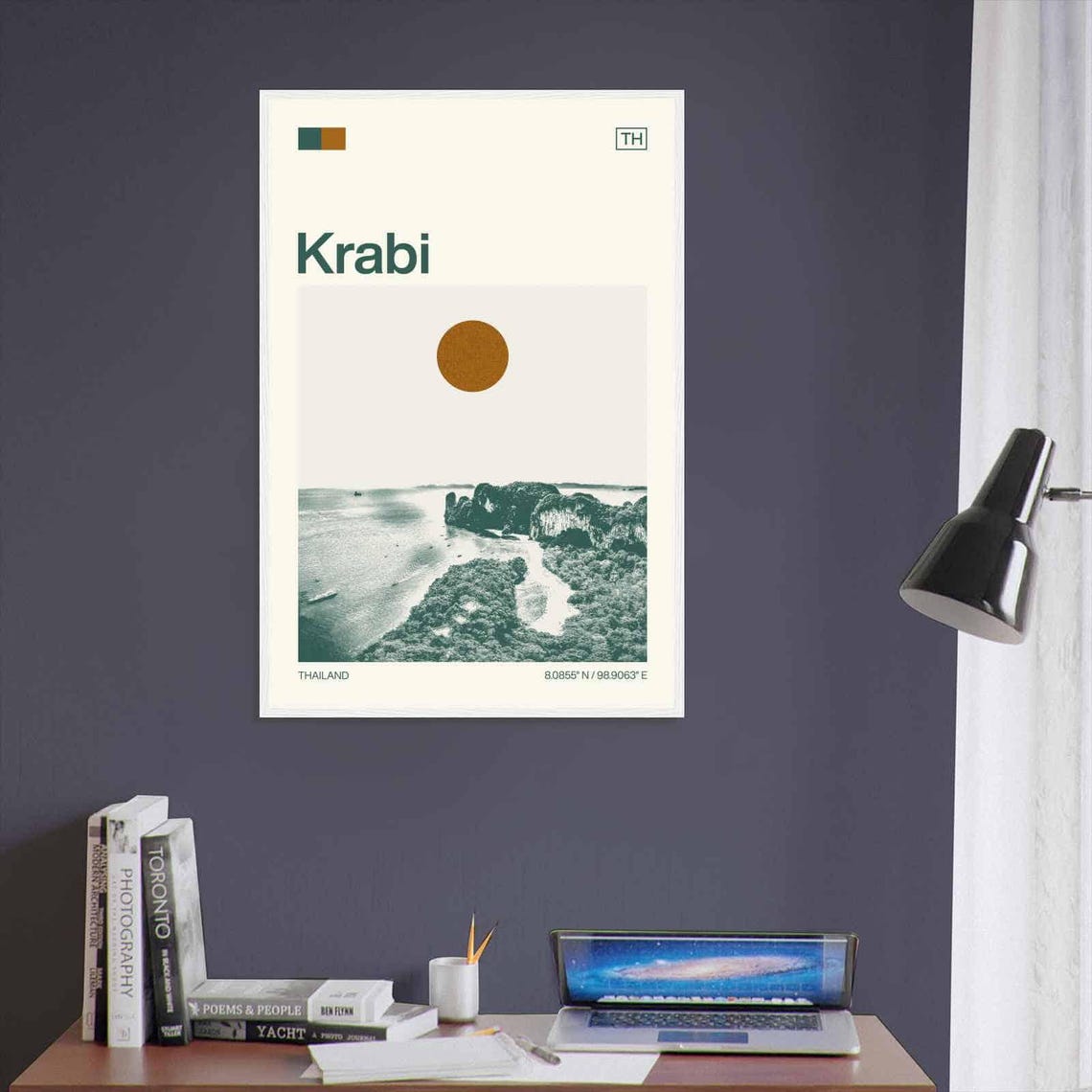 Krabi Thailand Limestone Karsts Beach Coastline Duotone Travel Poster - Image 3