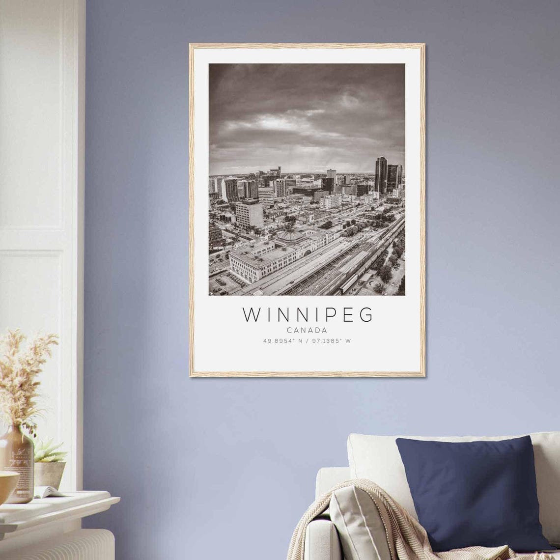 Winnipeg Canada Downtown Aerial Cityscape Black White Photo Poster - Image 2