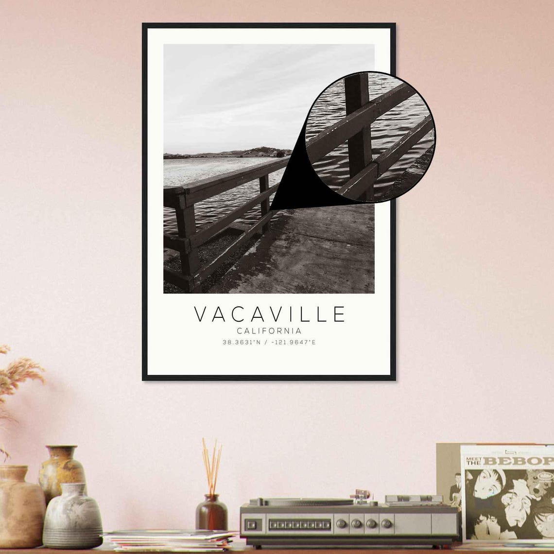 Vacaville California Waterfront Pier Vintage Black White Photo Poster - Image 4