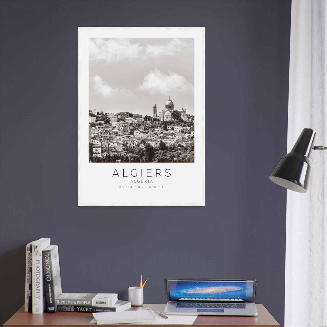 Algiers Algeria Black White Basilica Hillside Cityscape Travel Poster - Image 3