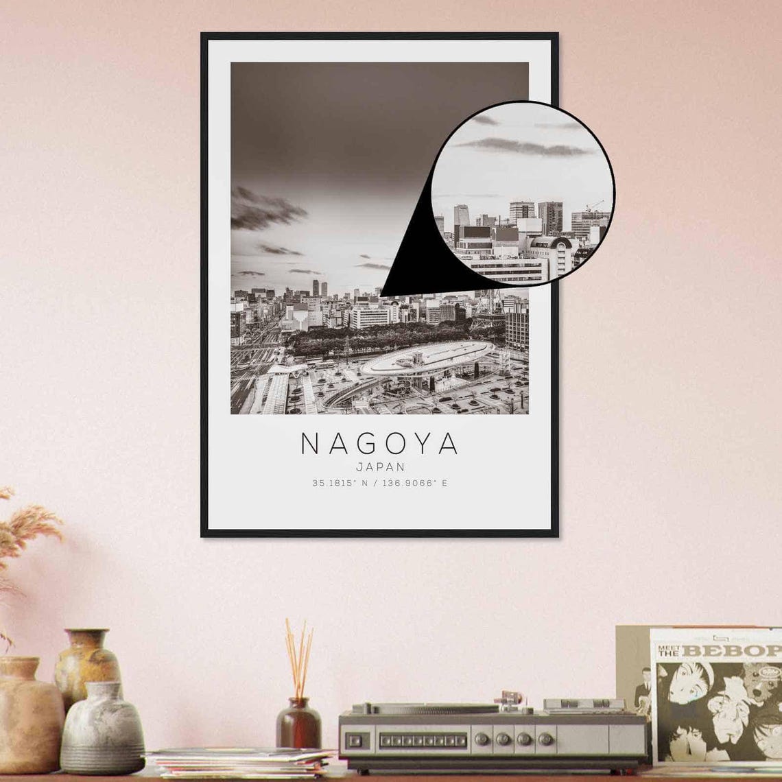 Nagoya Japan Travel Photo Poster Bw Nagoya Travel Print Minimalist Travel Poster Print - Image 4