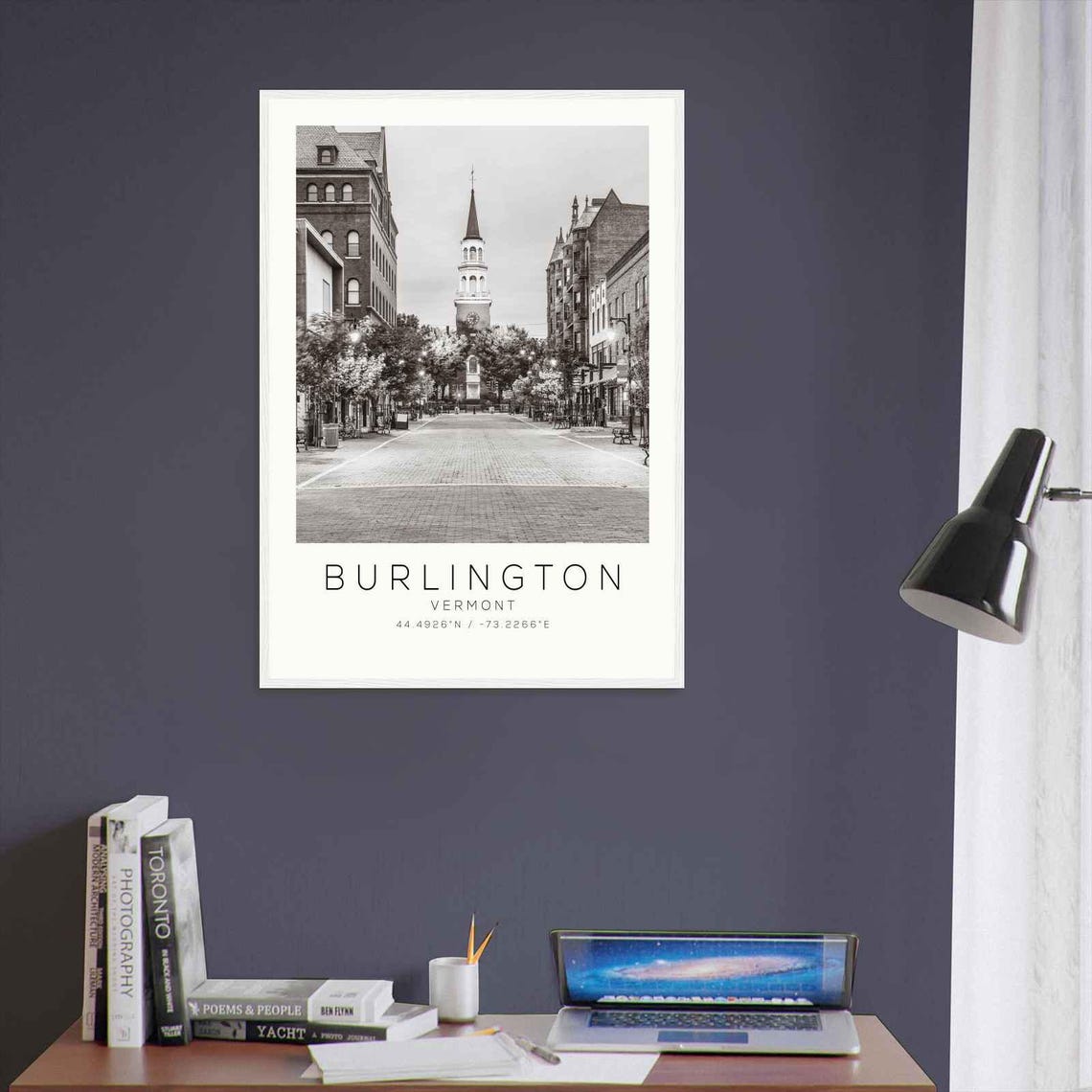 Burlington Vermont Church Street Black and White Photo Poster - Image 3