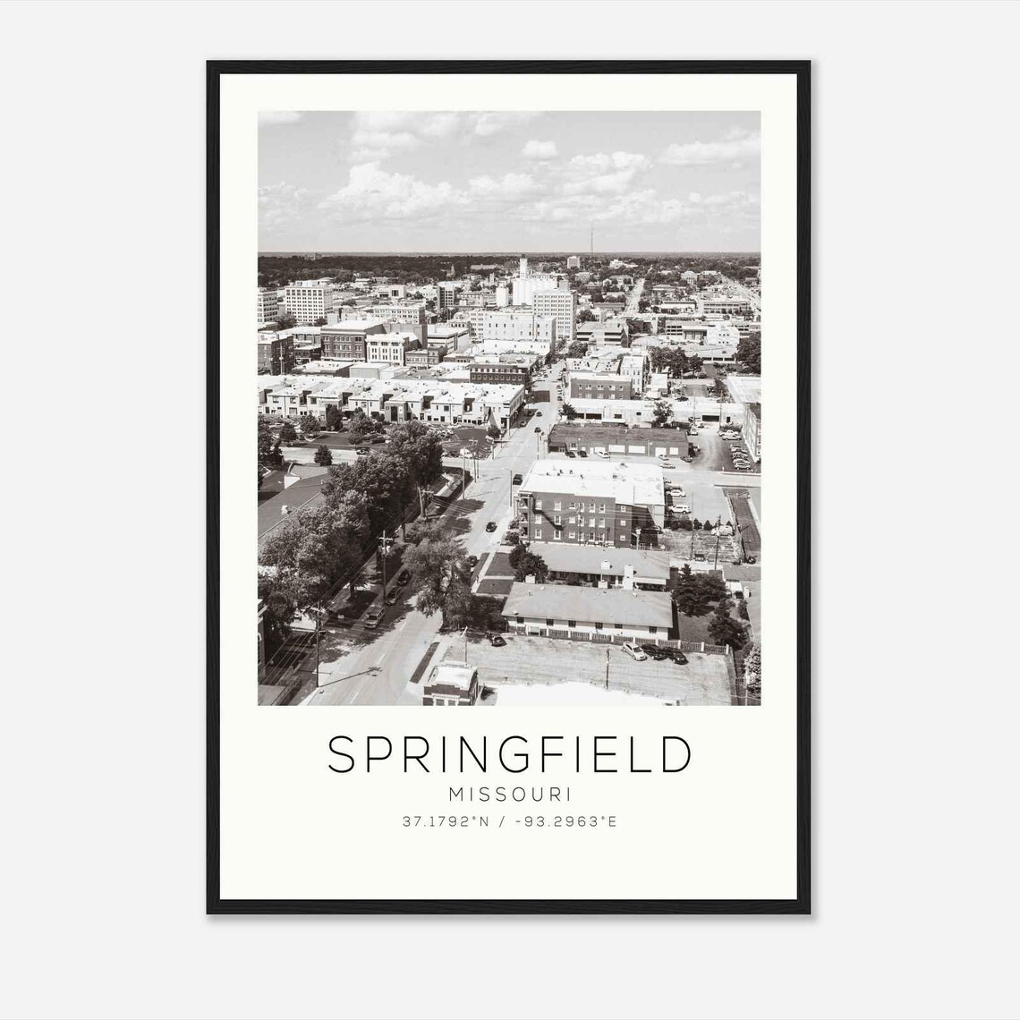 Springfield Missouri Downtown Aerial City View Photo Travel Poster