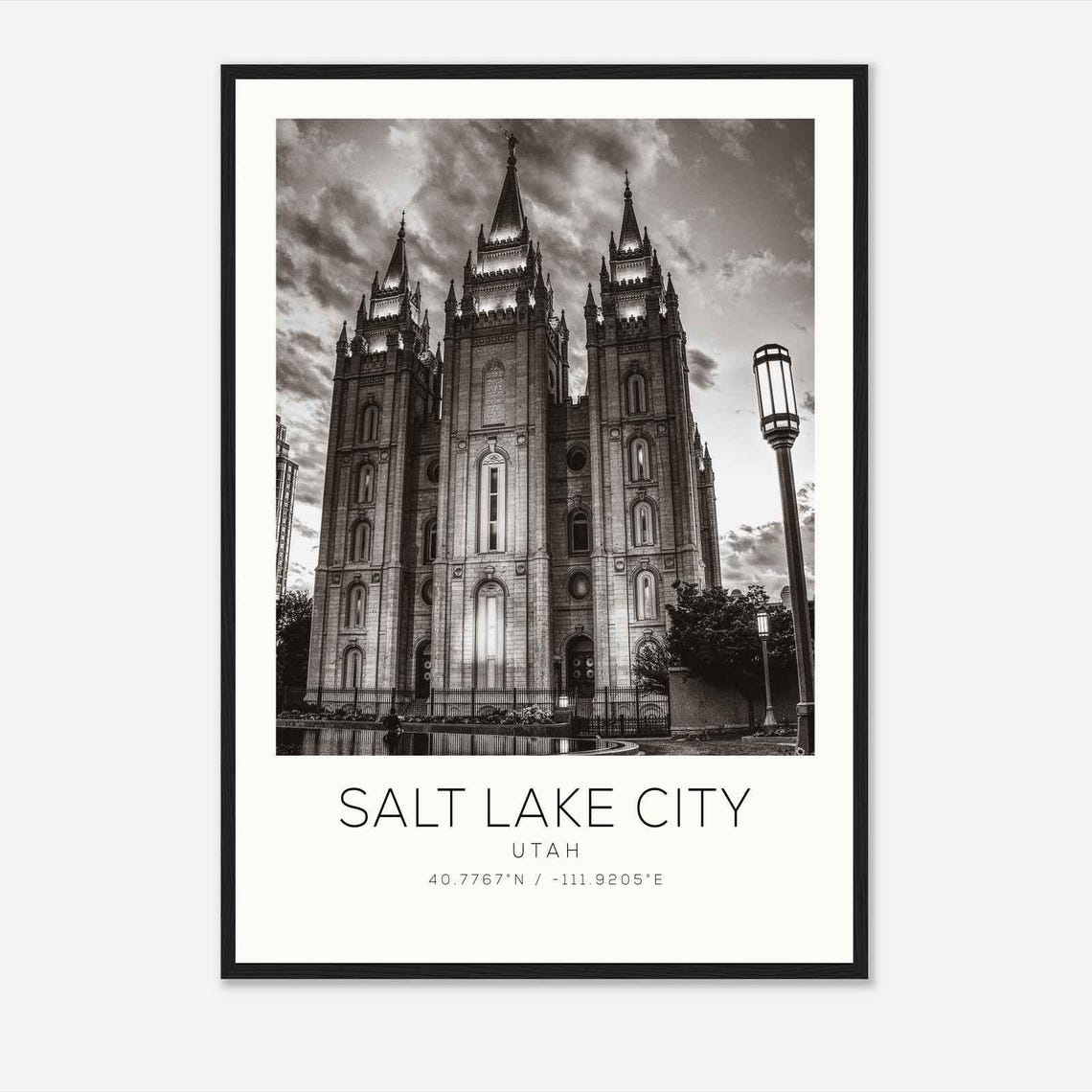 Salt Lake City Utah Photo Travel Poster Salt Lake City Travel Print Minimalist Travel Print Ds3
