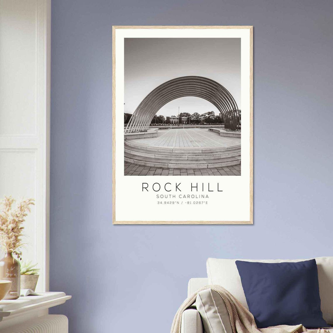 Rock Hill South Carolina Modern Arch Black and White Photo Poster - Image 2