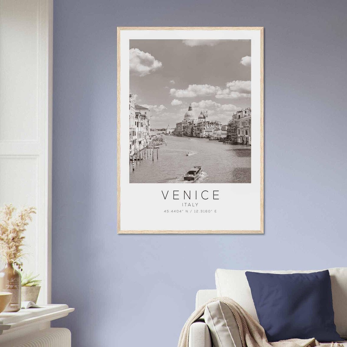 Venice Italy Grand Canal Water Taxi Boats Black White Poster - Image 2