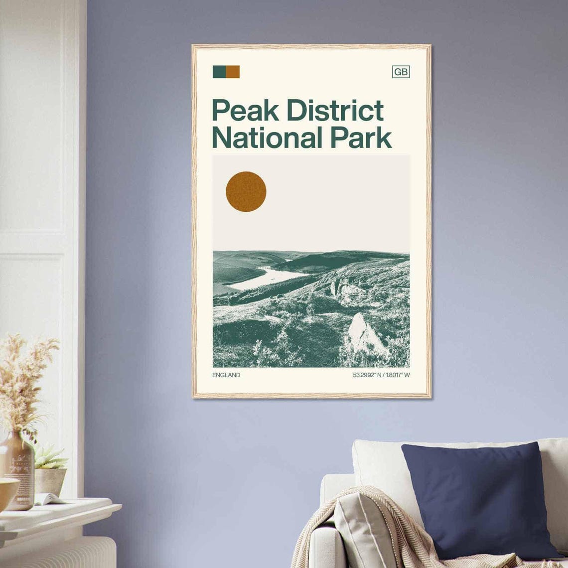 Peak District England Reservoir Valley Hills Minimalist Travel Poster - Image 2
