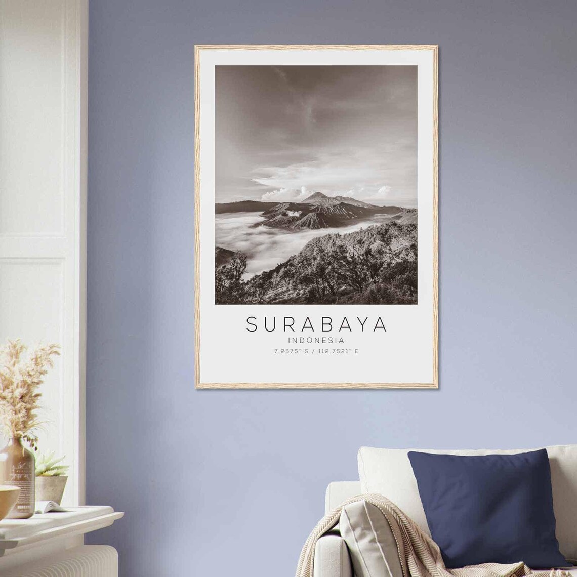 Surabaya Indonesia Travel Photo Poster Bw Surabaya Travel Print Minimalist Travel Poster Print - Image 2