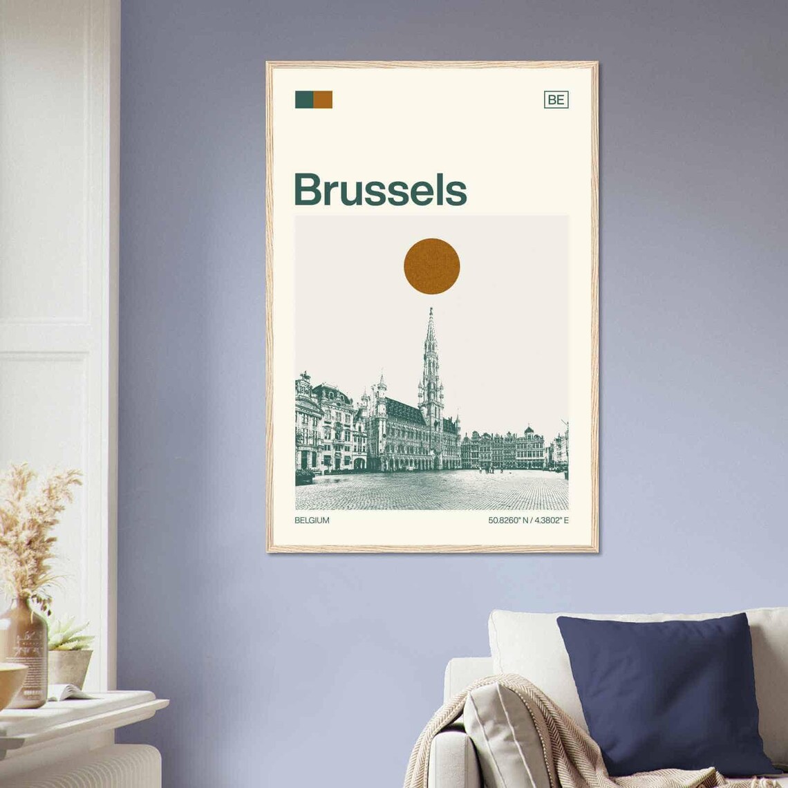 Brussels Belgium Grand Place Town Hall View Art Travel Poster - Image 2