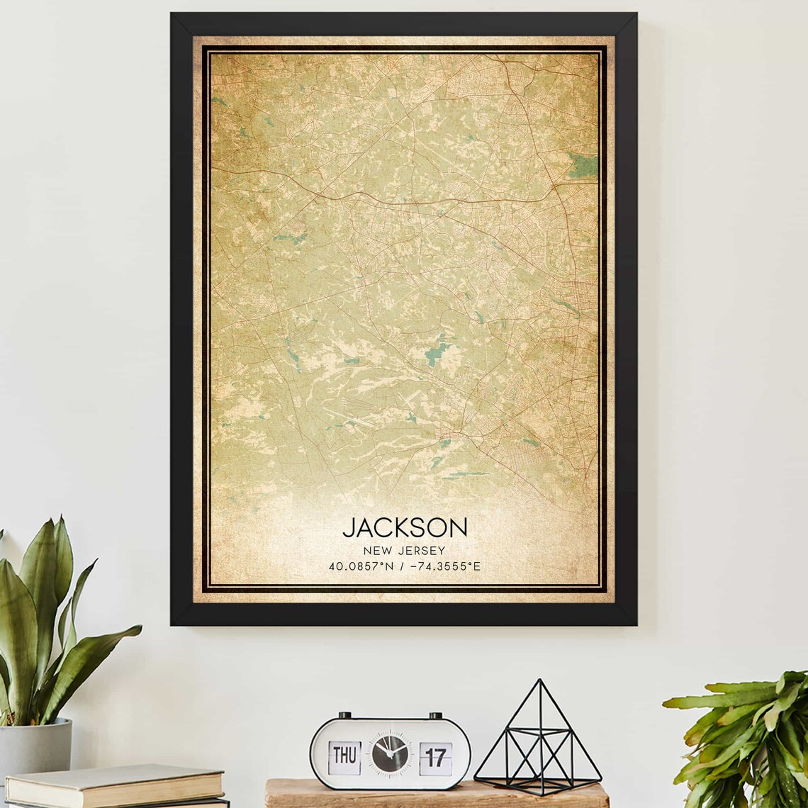 Vintage Jackson New Jersey Map Poster Print