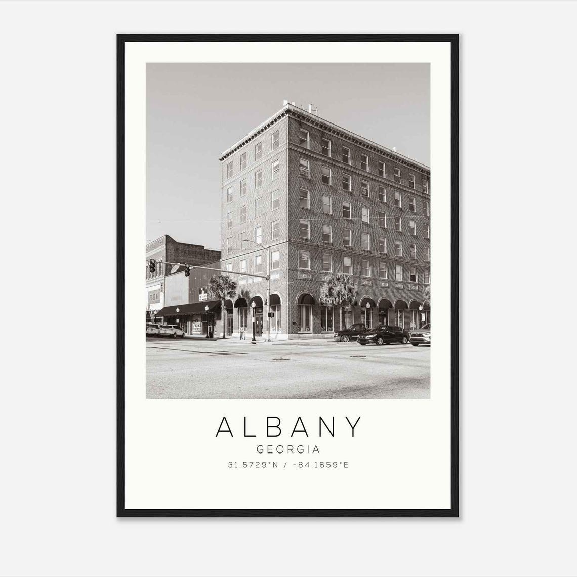Albany Georgia Historic Downtown Building Black White Photo Poster