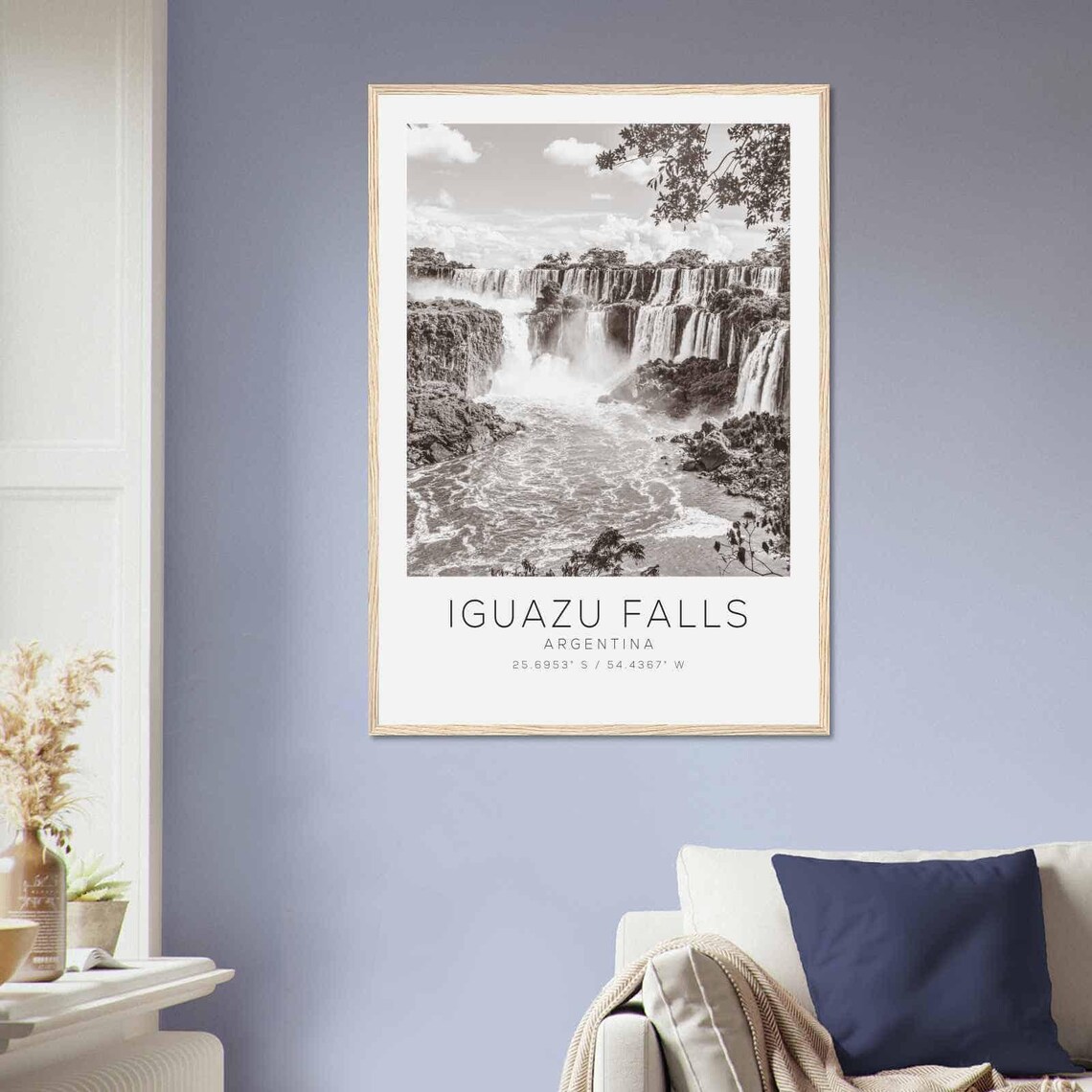 Iguazu Falls Argentina Thundering Waterfalls Black and White Travel Poster - Image 2